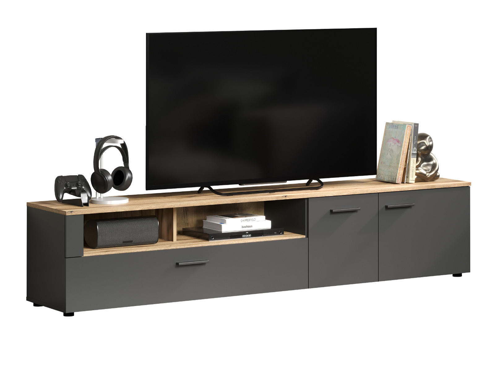 Top.Furn Tv-Lowboard Grau, Eiche 210x43x41 cm