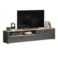 TV-LOWBOARD grau Evoke Eiche 210 x 43 cm, XL TV Unterteil mit viel Stauraum - Eichefarben/Schwarz, Holzwerkstoff/Kunststoff (210/43/41cm) - Top.Furn
