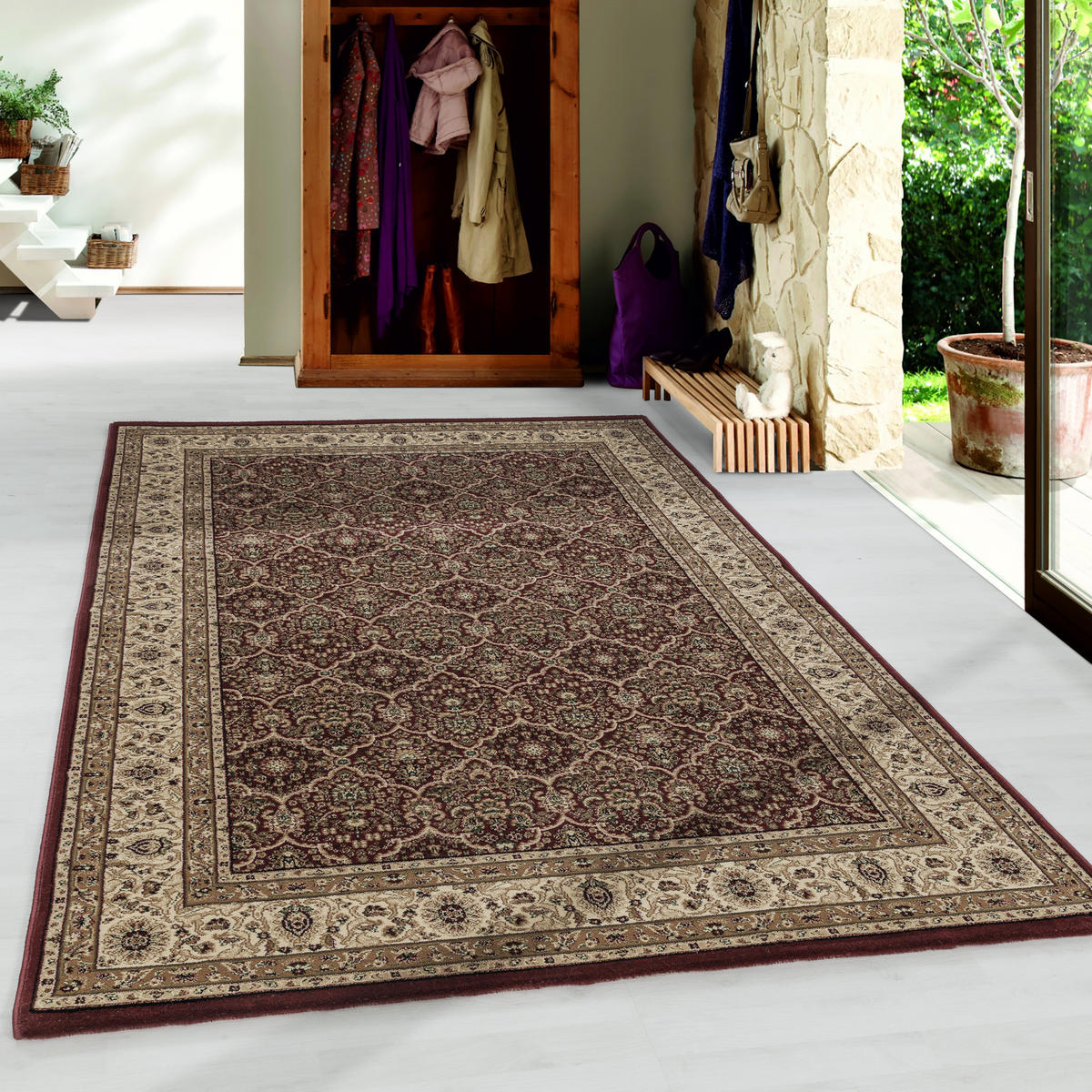 TEPPICH Kurzflor Orientalisch Muster Polypropylen Gewebt Rot Rechteckig 240x340 - Rot, Textil (240/340cm) - KADIMA DESIGN