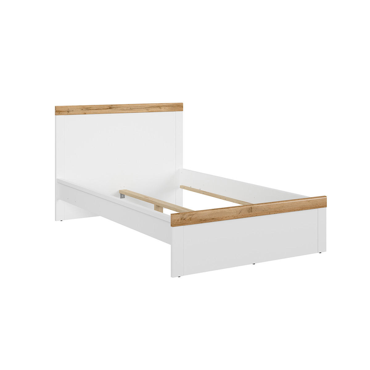 BETT 120/200 Hella Weiß und Holz - Weiß, Holzwerkstoff (120/200cm) - Petits-meubles