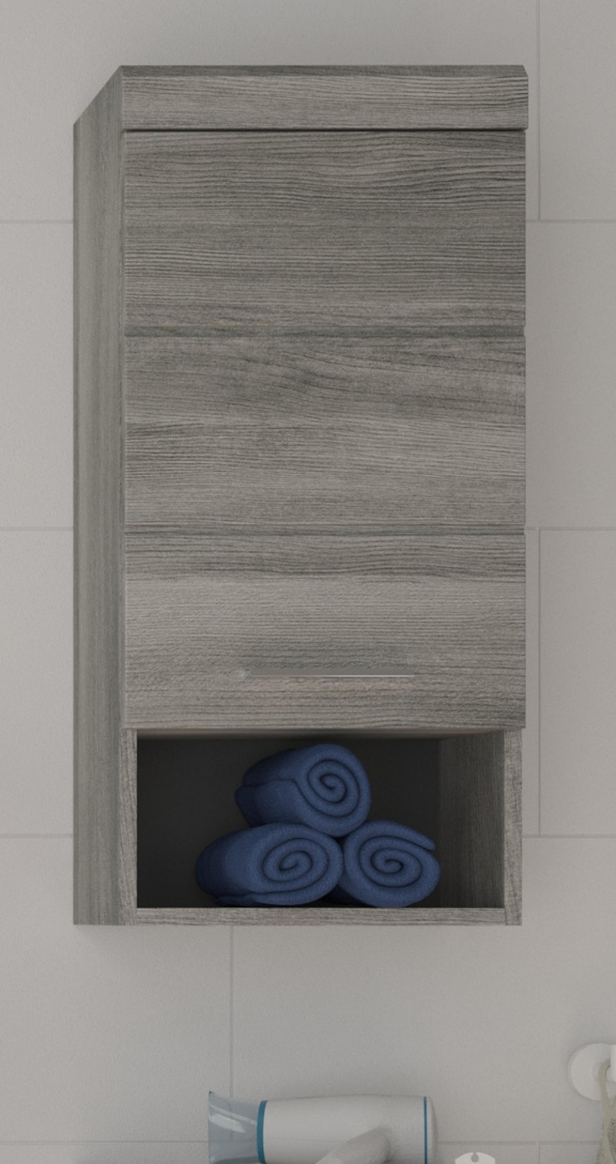 HÄNGESCHRANK grau Rauchsilber 37 cm, Badschrank Türanschlag wechselbar - Silberfarben/Grau, Holzwerkstoff/Kunststoff (37/79/24cm) - Inn.Furn