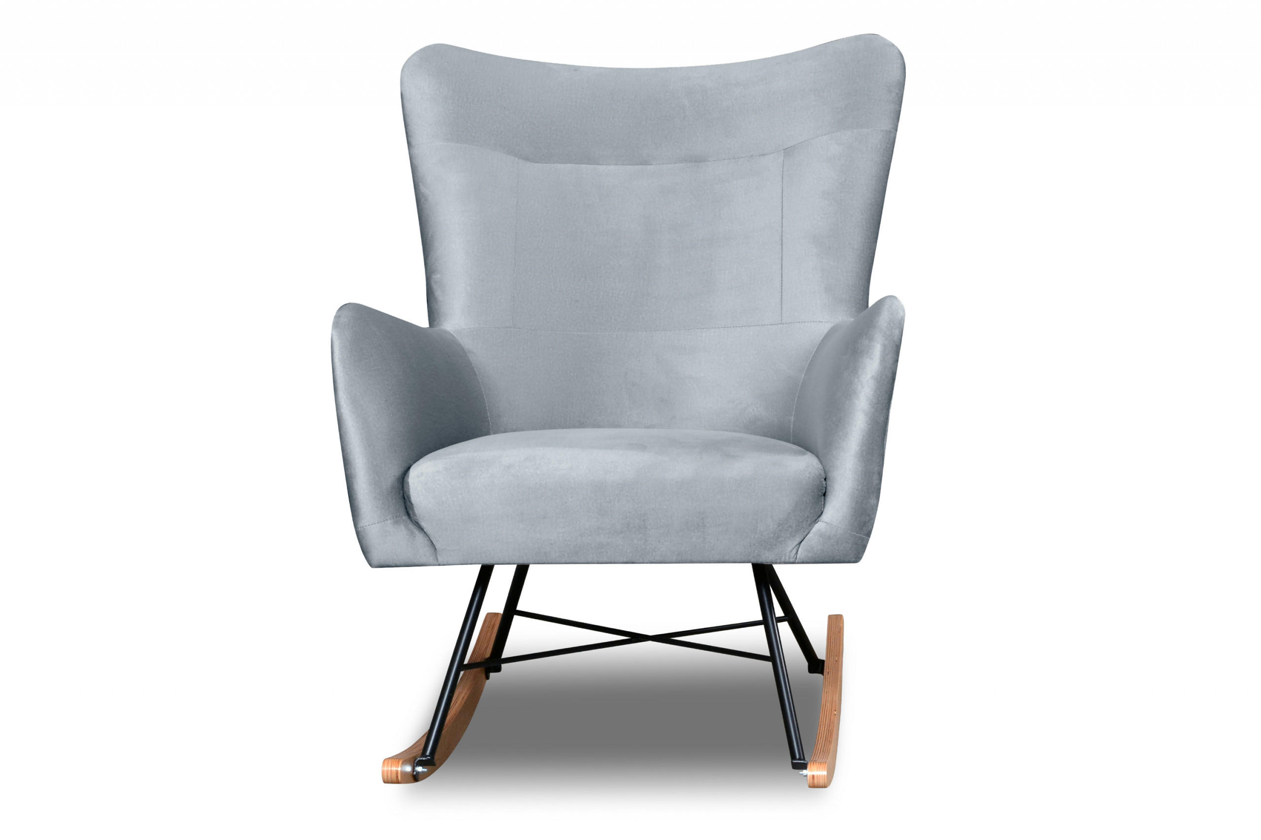 SCHAUKELSESSEL ADDUCTI pflegeleichter Veloursstoff, Marineblau - Blau/Eichefarben, Holz/Textil (75/94/112cm) - KONSIMO®