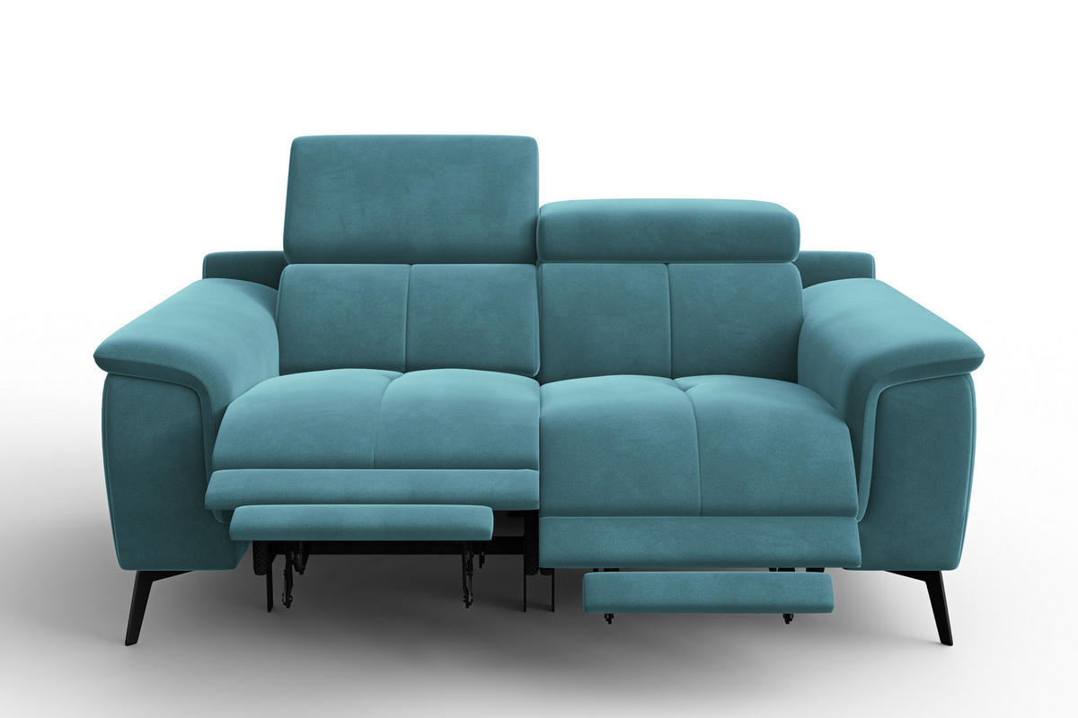 SOFA RELAX FIERO 2-Sitzer, Minter Veloursstoff - Schwarz/Mintgrün, Holz/Textil (170/82/103cm) - Courtois Laville