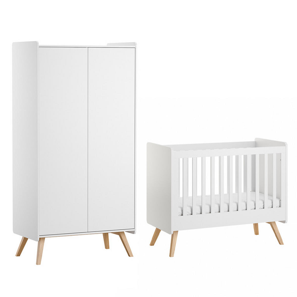 BABYZIMMER 2-teilig Vintage Weiß - Weiß, Holzwerkstoff (125/103/65cm) - Petits-meubles