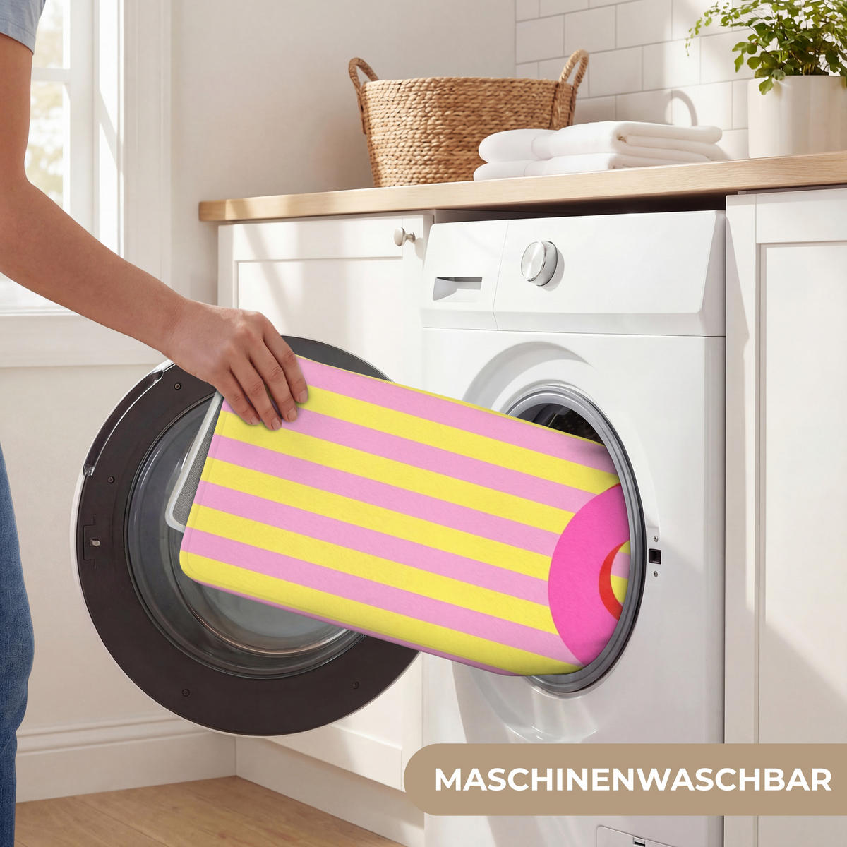 WC-VORLEGER Text - Streifen - Rosa Toilettenvorleger 60x120 cm - Multicolor, Kunststoff/Textil (60/120cm) - OnlyWow