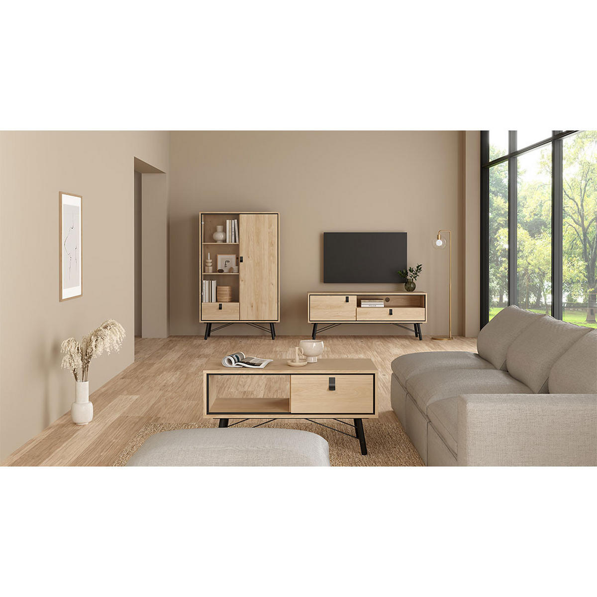 COUCHTISCH, Ry, Eiche, Holzwerkstoff, 102 x 49 x 50 cm - Eichefarben, Holzwerkstoff (49/102/50cm) - ebuy24