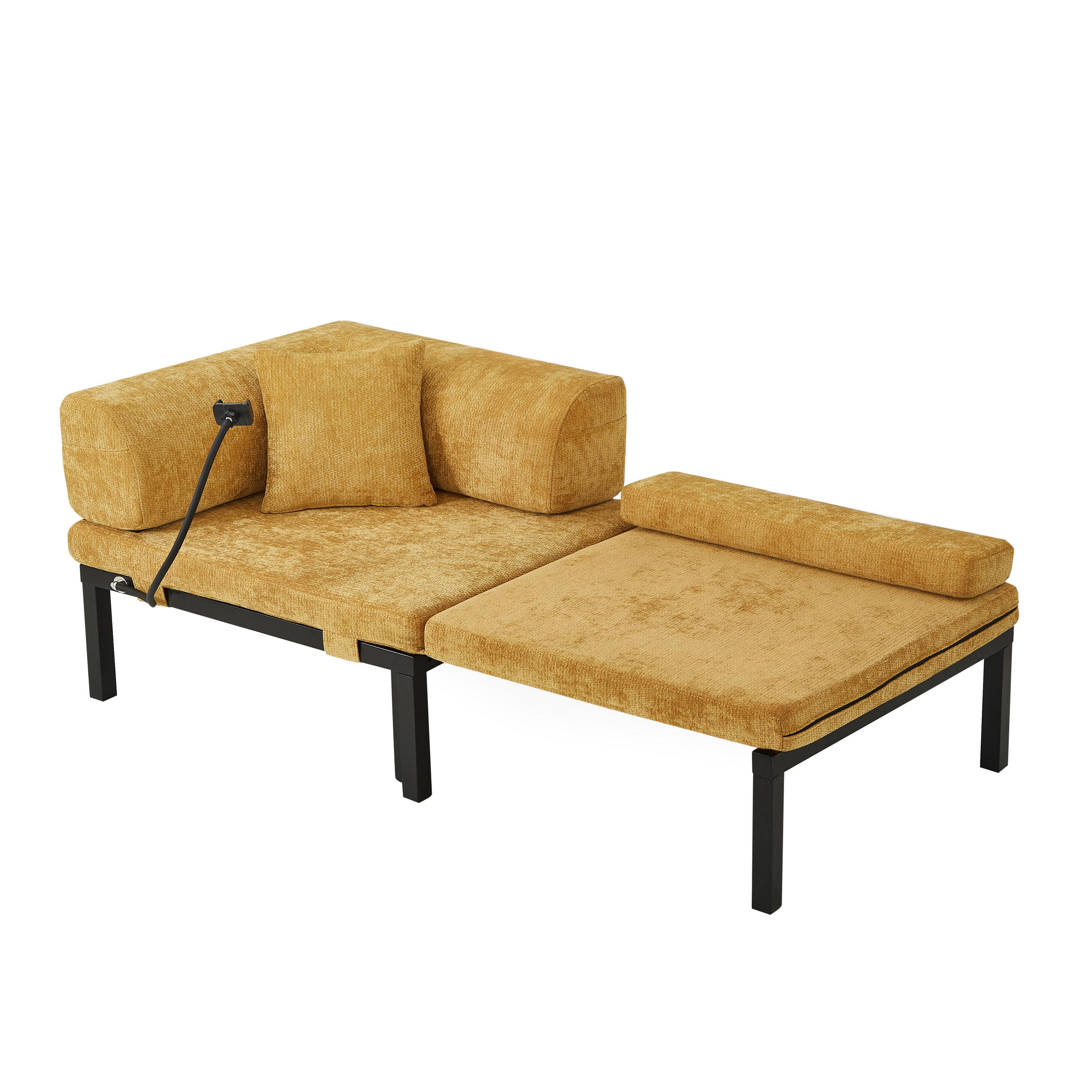 SCHLAFSOFA DE-35084 Gelb - Gelb, Holz (81/64/176cm) - ComfortXL