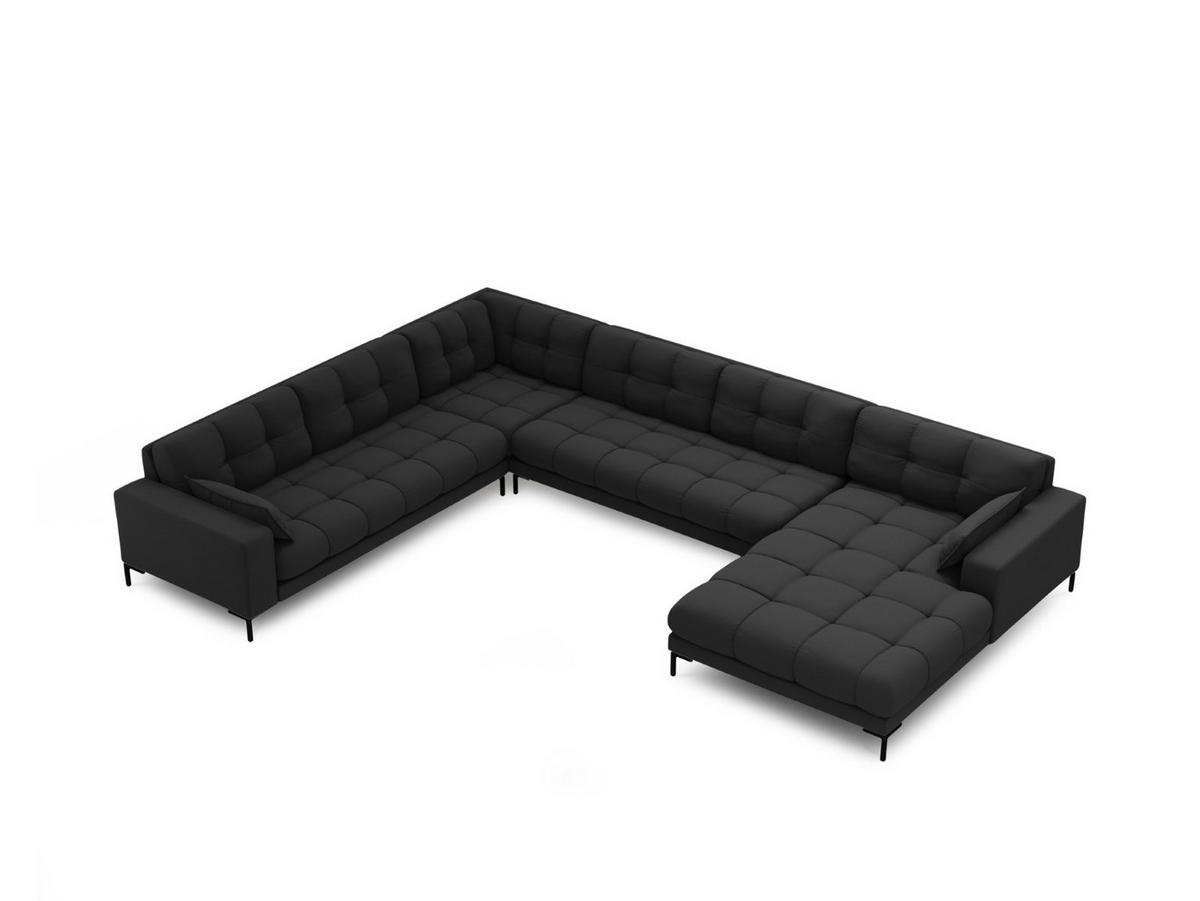 PANORAMASOFA links Mamaia aus strukturiertem Stoff dunkelgrau 7 Sitzplätze - Dunkelgrau, Textil (256/75/327cm) - Micadoni