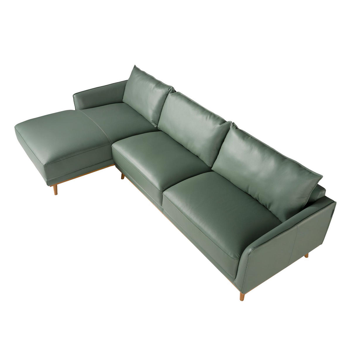 ECKSOFA Linkes Chaiselongue-Sofa aus grünem Leder 295/160/90 cm - Grün/Honig, Leder (295/160cm) - ANGEL CERDA