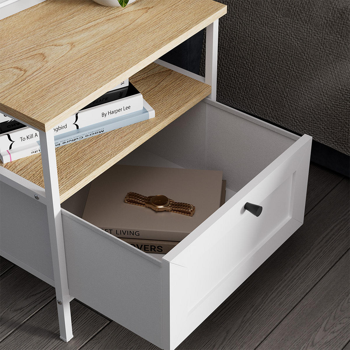NACHTTISCH Lunis Weiß 45 x 47 cm 2er Set - Weiß, Holzwerkstoff (45/47/45cm) - Vicco