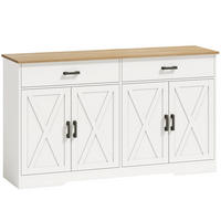 SIDEBOARD Spanplatte Weiß - Silberfarben/Weiß, Holzwerkstoff/Metall (38.5/81/140cm) - HOMCOM