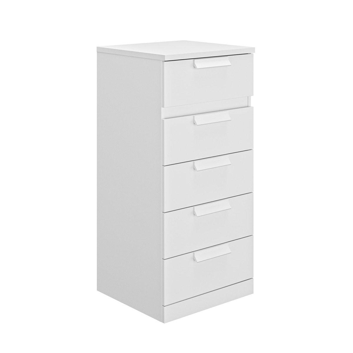 KOMMODE 5 Schubladen Cyrus - Französische Herstellung - 48/45/105 cm - Weiß, Holzwerkstoff (45/105/48cm) - Calicosy