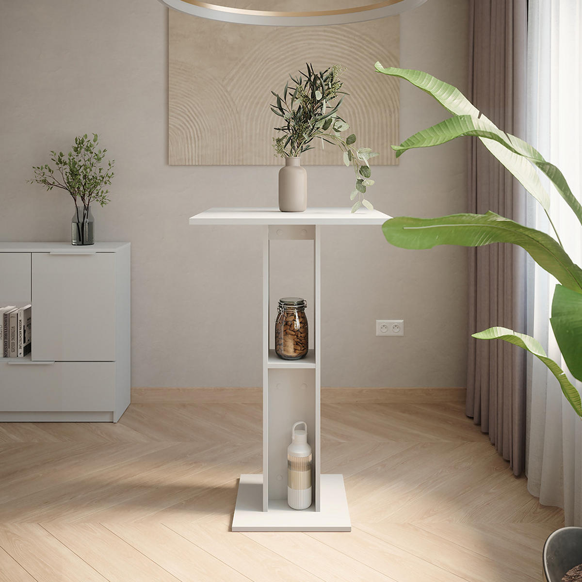 BAROVÝ STŮL Repose Bílá - bílá, kompozitní dřevo (65/65/106cm) - Vicco