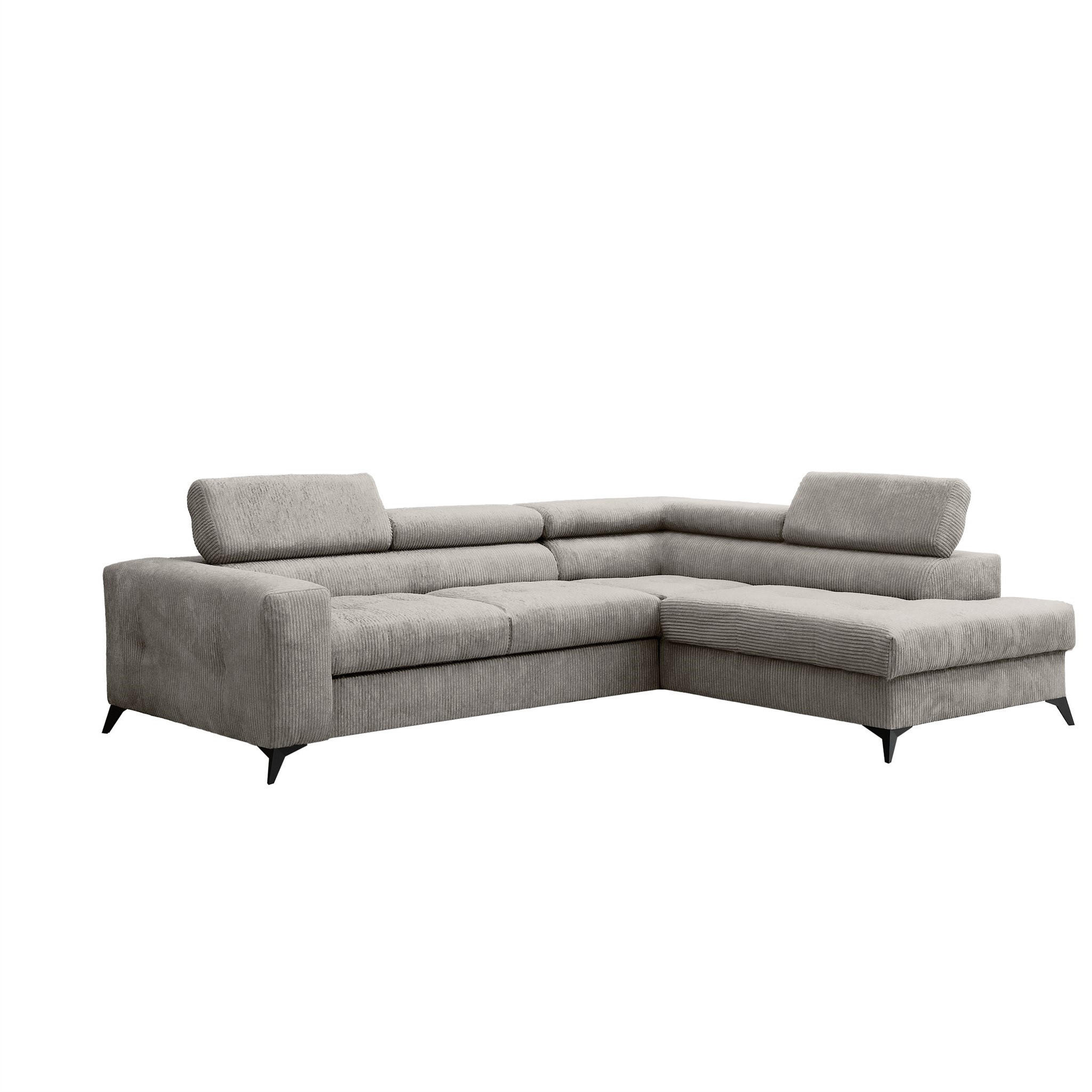 ECKSOFA Schlafsofa Amadeo In Anafi - Hellgrau, Holzwerkstoff/Textil (271/202cm) - Fun Möbel
