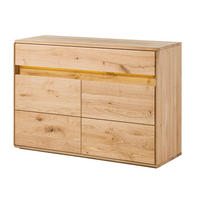 SIDEBOARD Wildeiche inkl. LED 123x43,5x86 natur geölt CARDIFF #131 - Braun, Holz (123/86/44cm) - Massivmoebel24