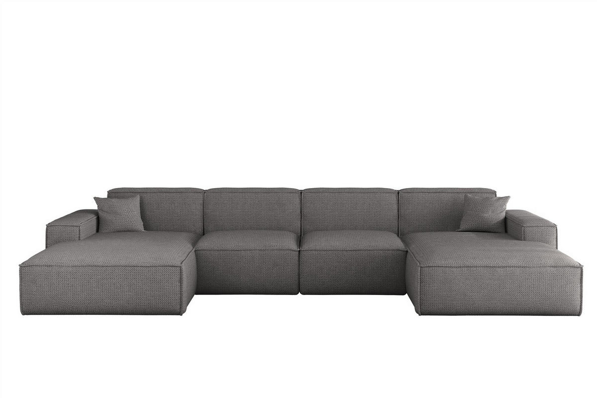 WOHNLANDSCHAFT Celes Premium In Artico - Grau, Holzwerkstoff/Textil (378/73/165cm) - Fun Möbel