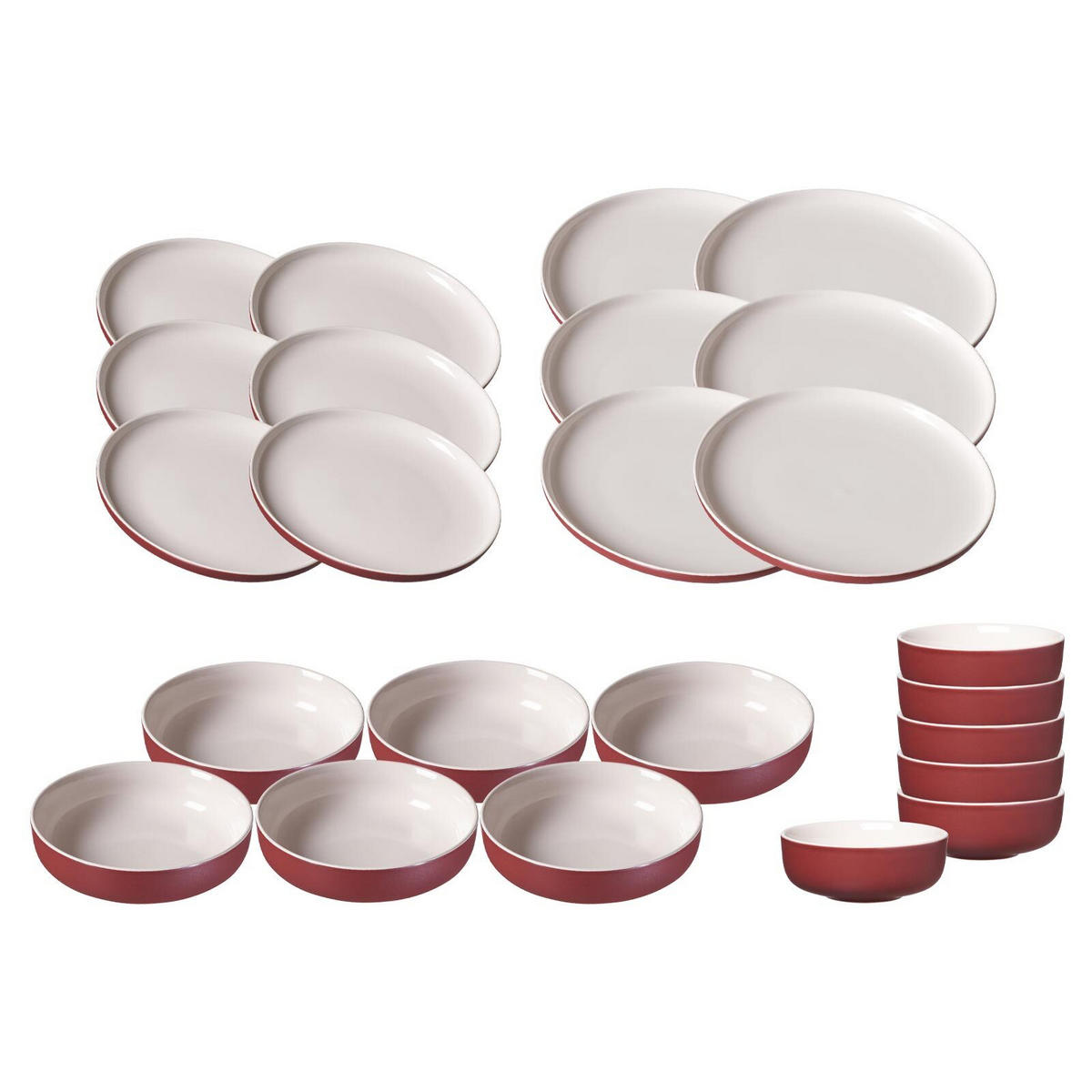 TELLER UND SCHALENSET Jasper beere 24er Set - Beere, Keramik (1/1/1cm) - Ritzenhoff Breker