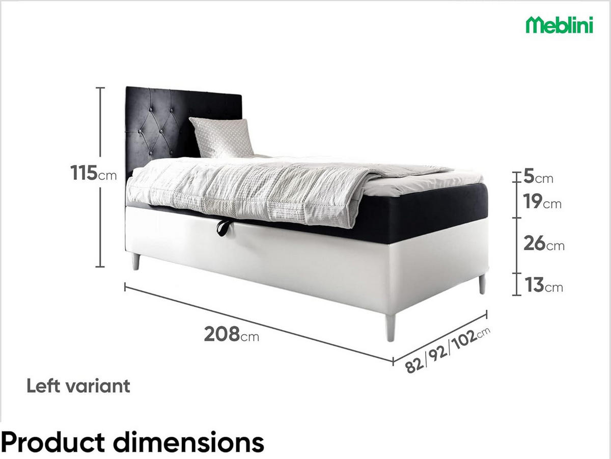 KINDERBETT FLIPPO 1 - Schwarz/Weiß, Holzwerkstoff (92/208cm) - Meblini