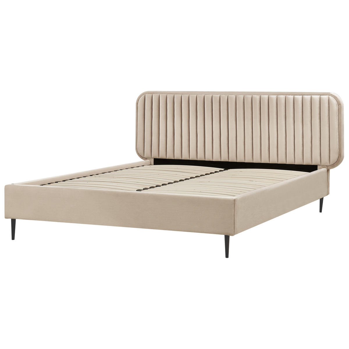 BETT mit Lattenrost 160/200 cm Taupe Brin - Taupe/Schwarz, Textil (160/200cm) - Beliani