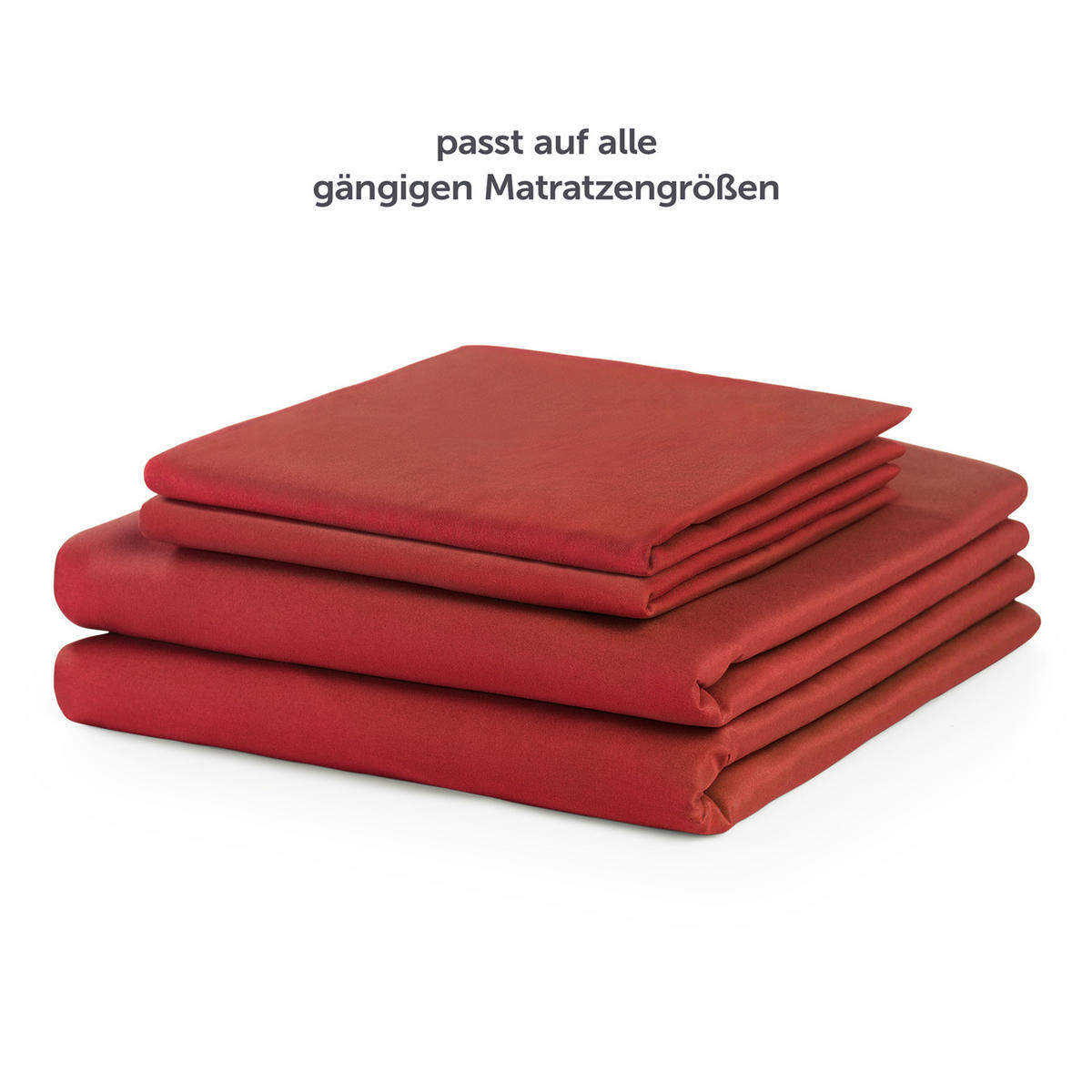 BETTLAKEN 3er Set - Spannbettlaken 180x200x30cm 2X Kissenbezug 50x80cm - Aurora Red - Kirschrot, Textil (180/200cm)