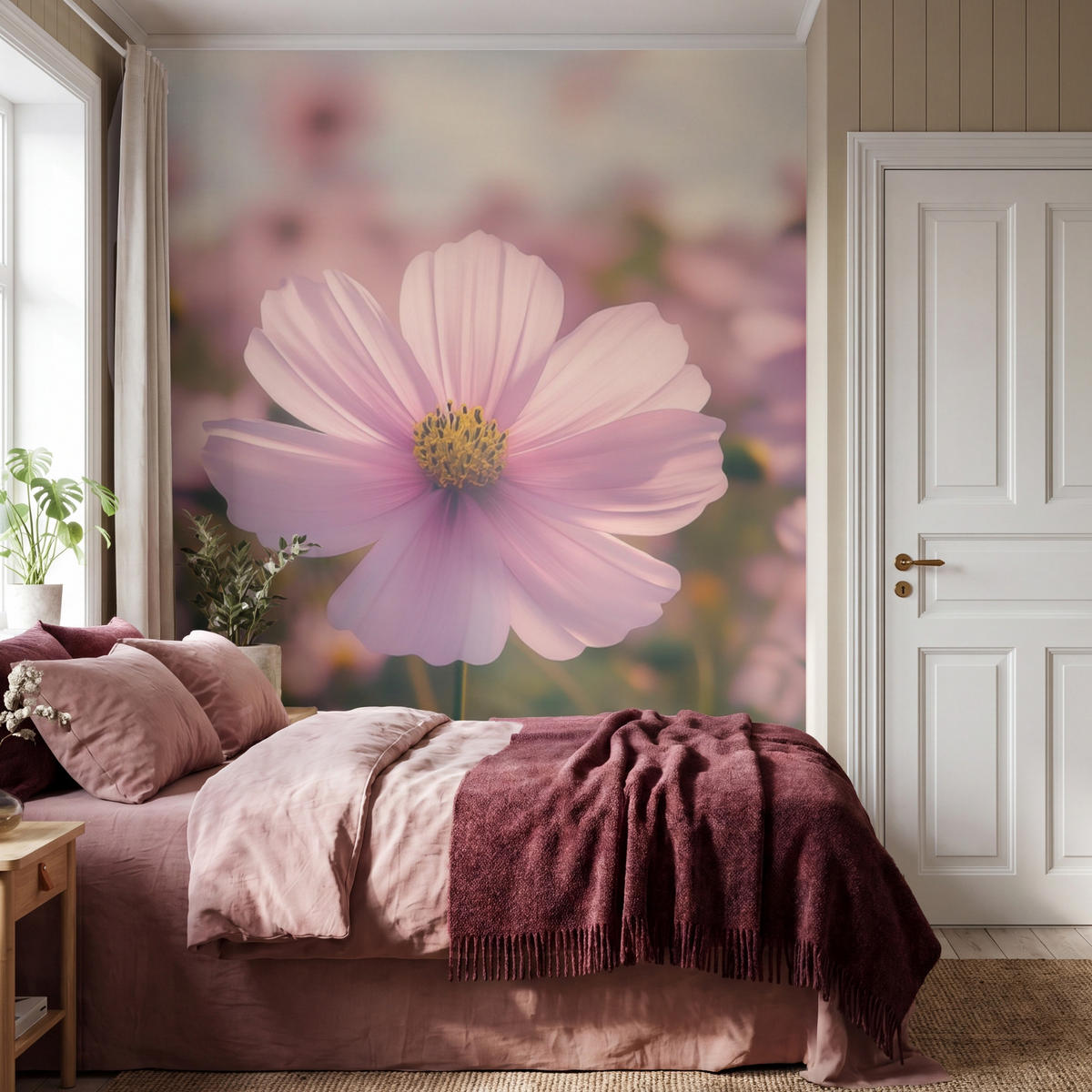 TAPETE - Blumen - Lila - Unscharf - 180x220 cm - Rosa, Papier (180/220cm) - OnlyWow