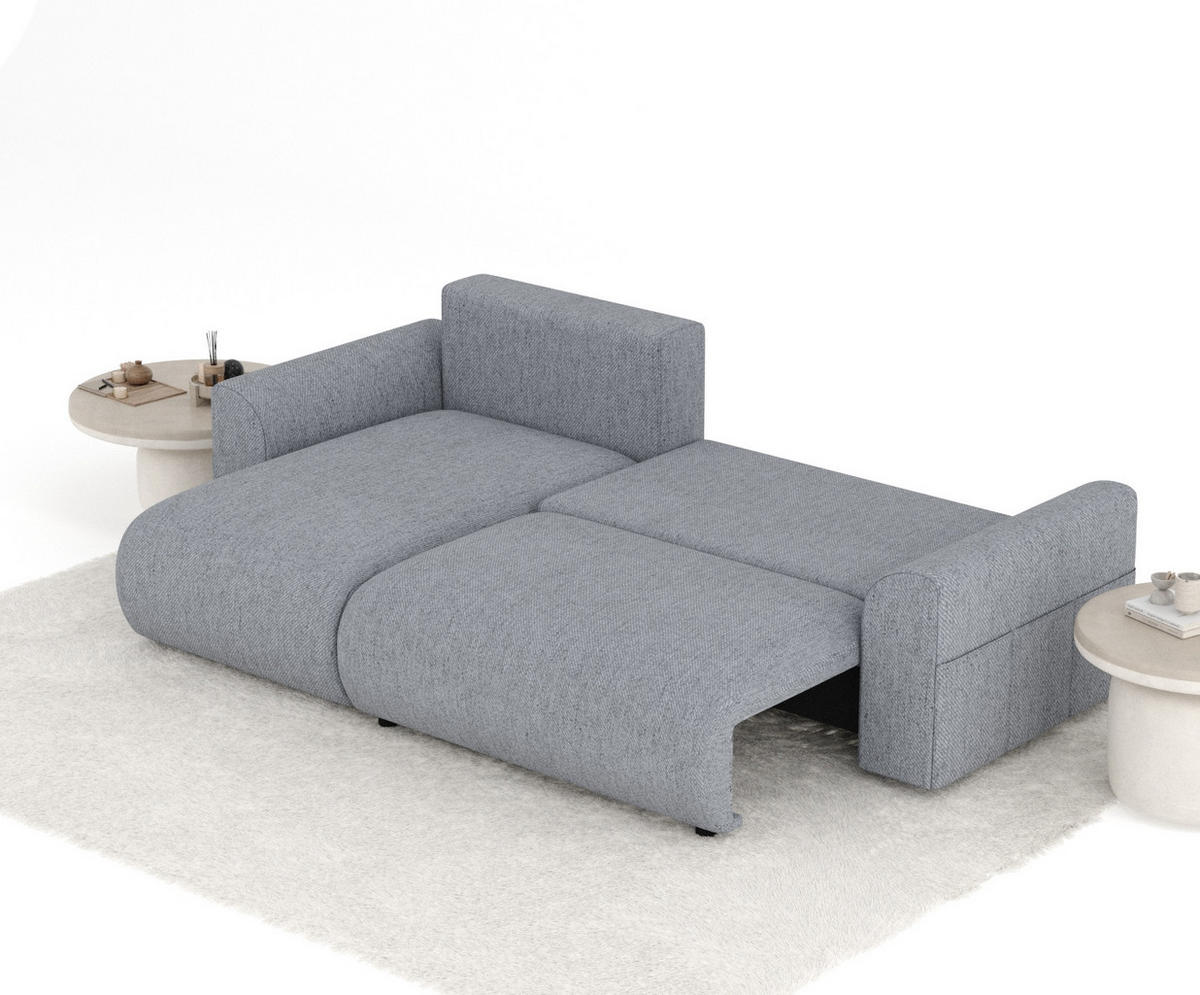 ECKSOFA MIT SCHLAFFUNKTION Bodega Grau Webstoff - Schwarz/Grau, Holz/Holzwerkstoff (235/138cm) - Maison de Reve