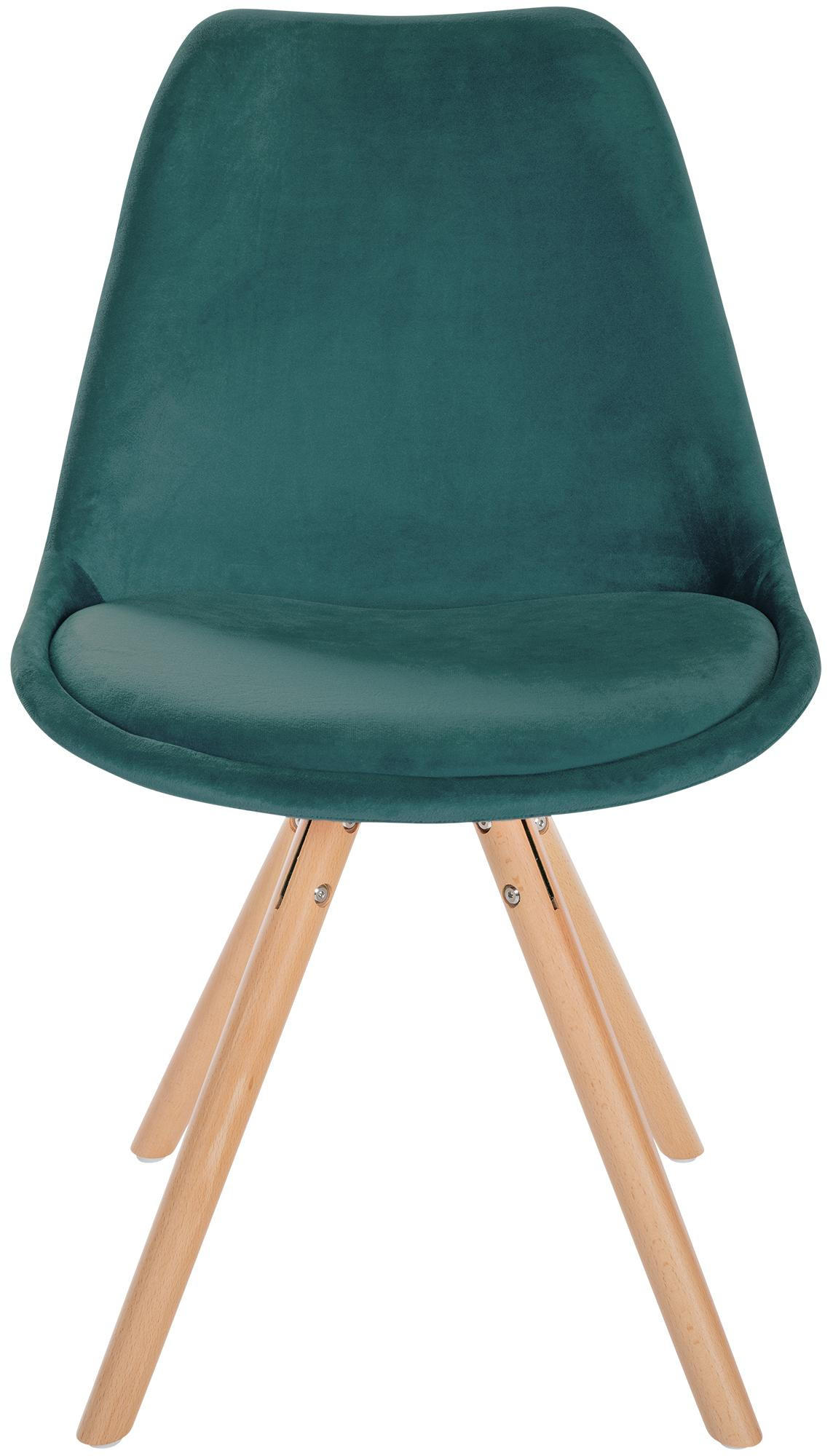 STUHL Samt grün - Eukalyptusholzfarben/Grün, Holz/Textil (48/81/54cm) - CLP