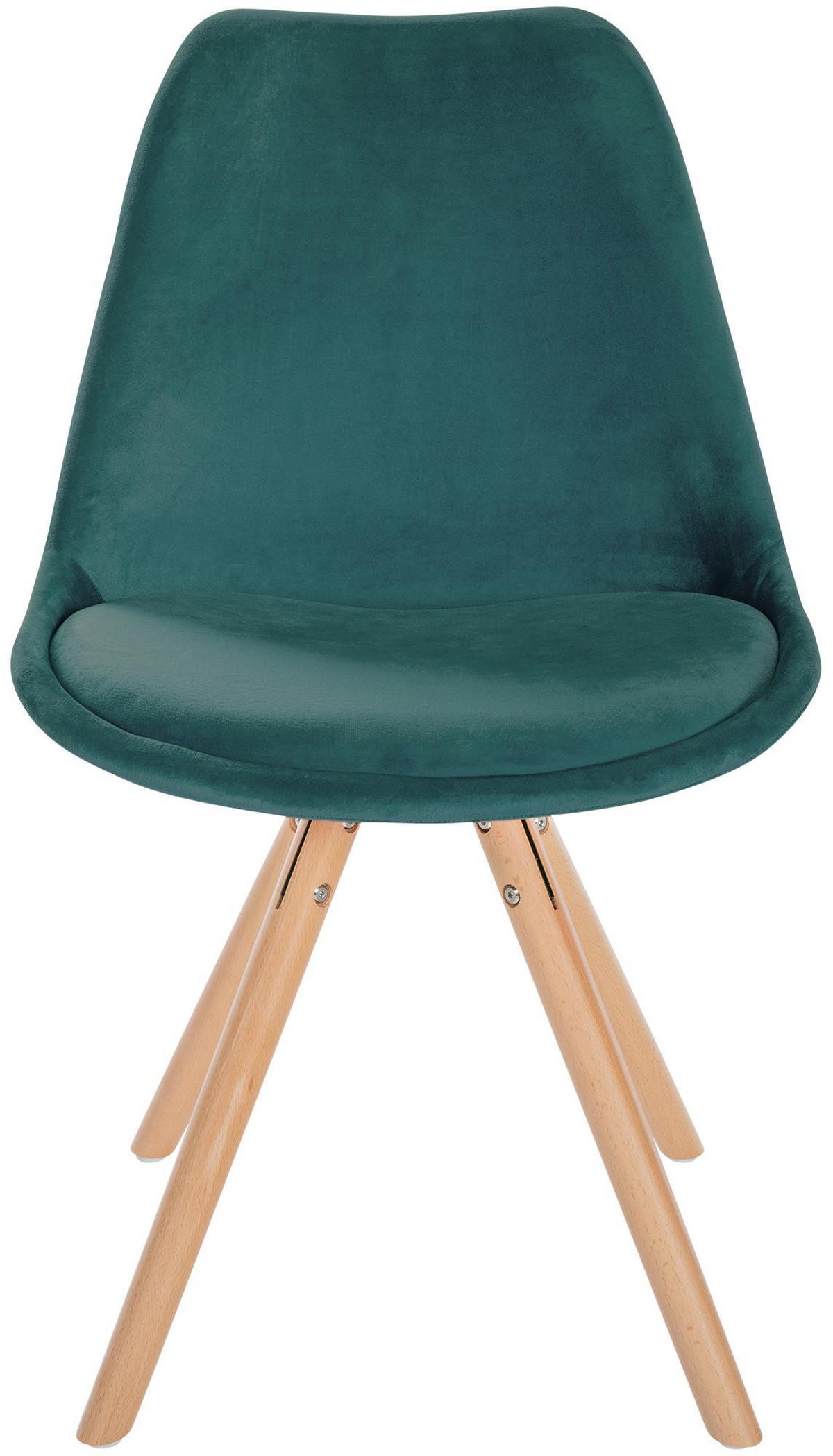 STUHL Samt grün - Eukalyptusholzfarben/Grün, Holz/Textil (48/81/54cm) - CLP