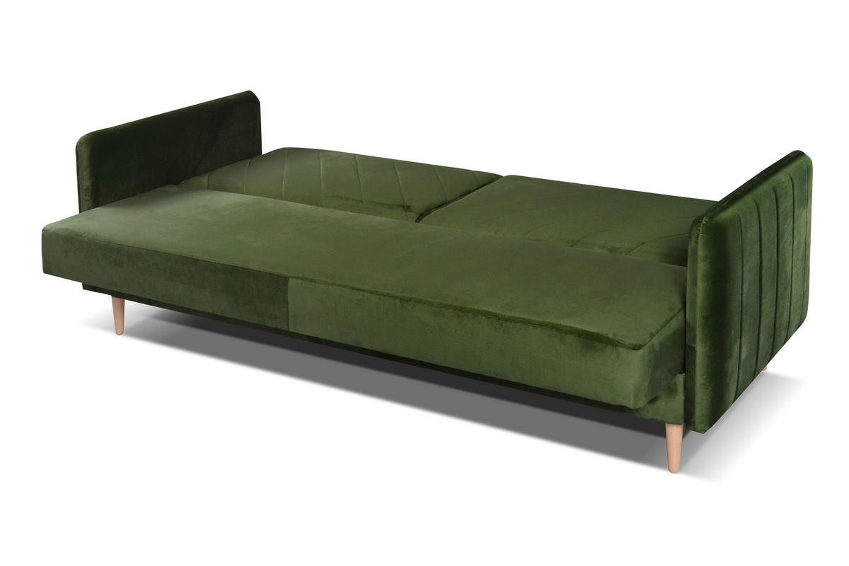 SCHLAFSOFA Vesto Olive Velours - Bettkasten - 207x93 cm - Olivgrün, Holz/Holzwerkstoff (207/93/93cm) - Ravio