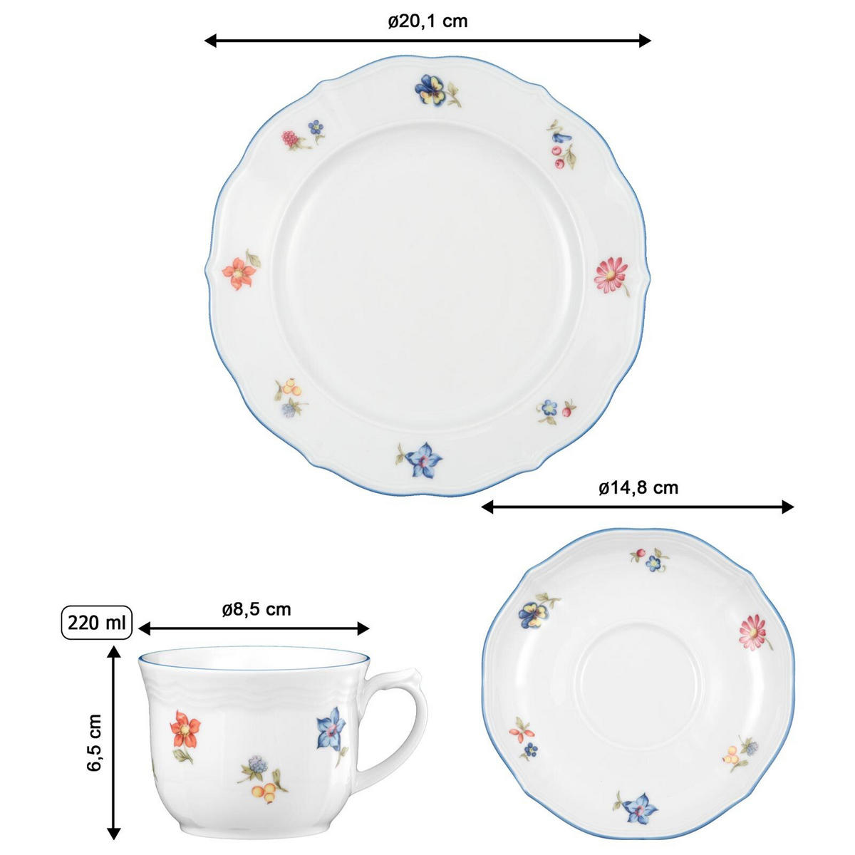 KAFFEESERVICE Sonate Nostalgie bunt 20er Set - Multicolor, Keramik (1/1/1cm) - Seltmann Weiden