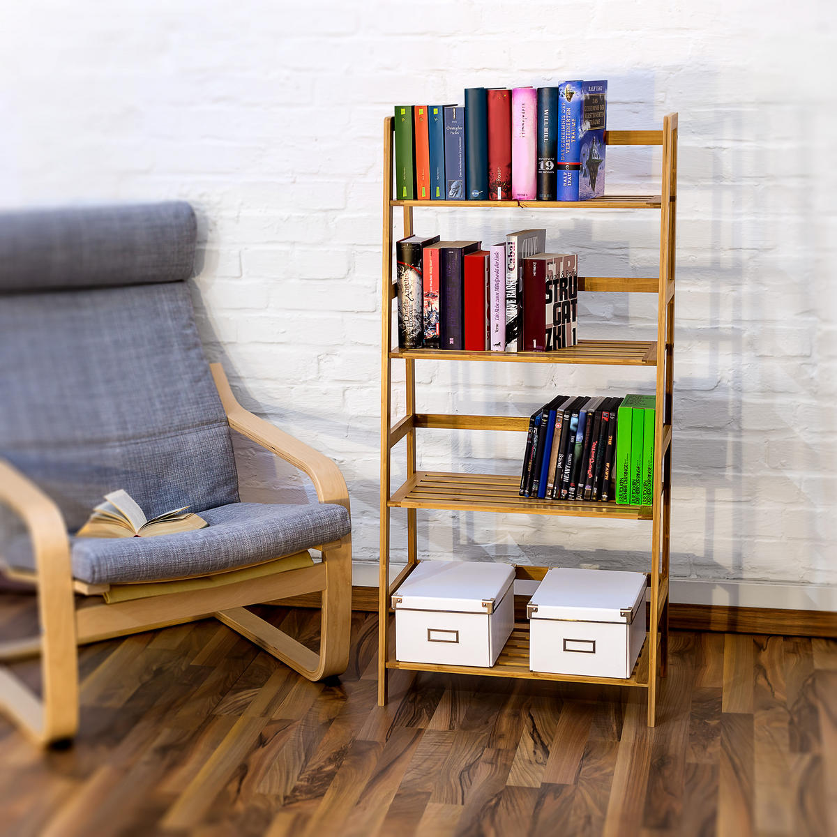 BÜCHERREGAL - Hellbraun, Holz (50/120/30cm) - Relaxdays