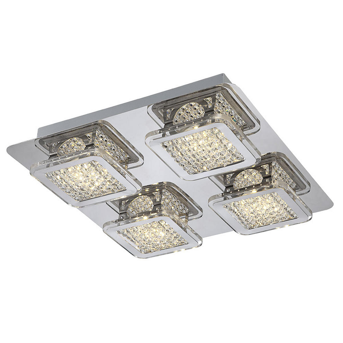 LED DECKENLEUCHTE SCHELLI Silber Kristalloptik - Silberfarben, Metall (29/29/6.5cm) - Globo Lighting