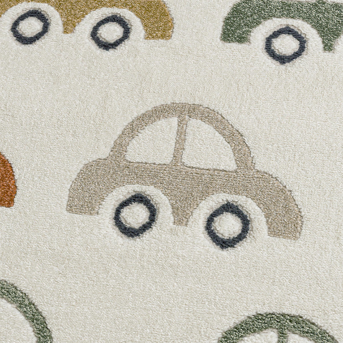 KINDERTEPPICH Alora Coches Mazovia 160x230cm Creme Grün Autos Kurzflor - Grün, Textil (160/230cm) - Mazovia