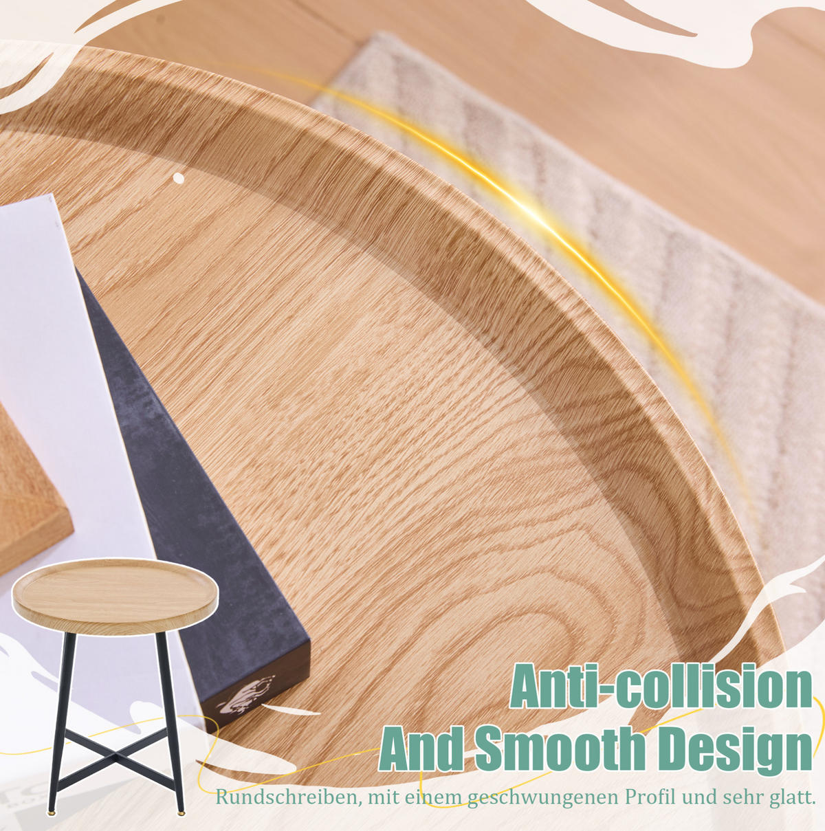 COUCHTISCH aus MDF 55x55x60 cm in Naturholz mit Metallgestell - Naturfarben, Holzwerkstoff (55/55/60cm) - Modfu
