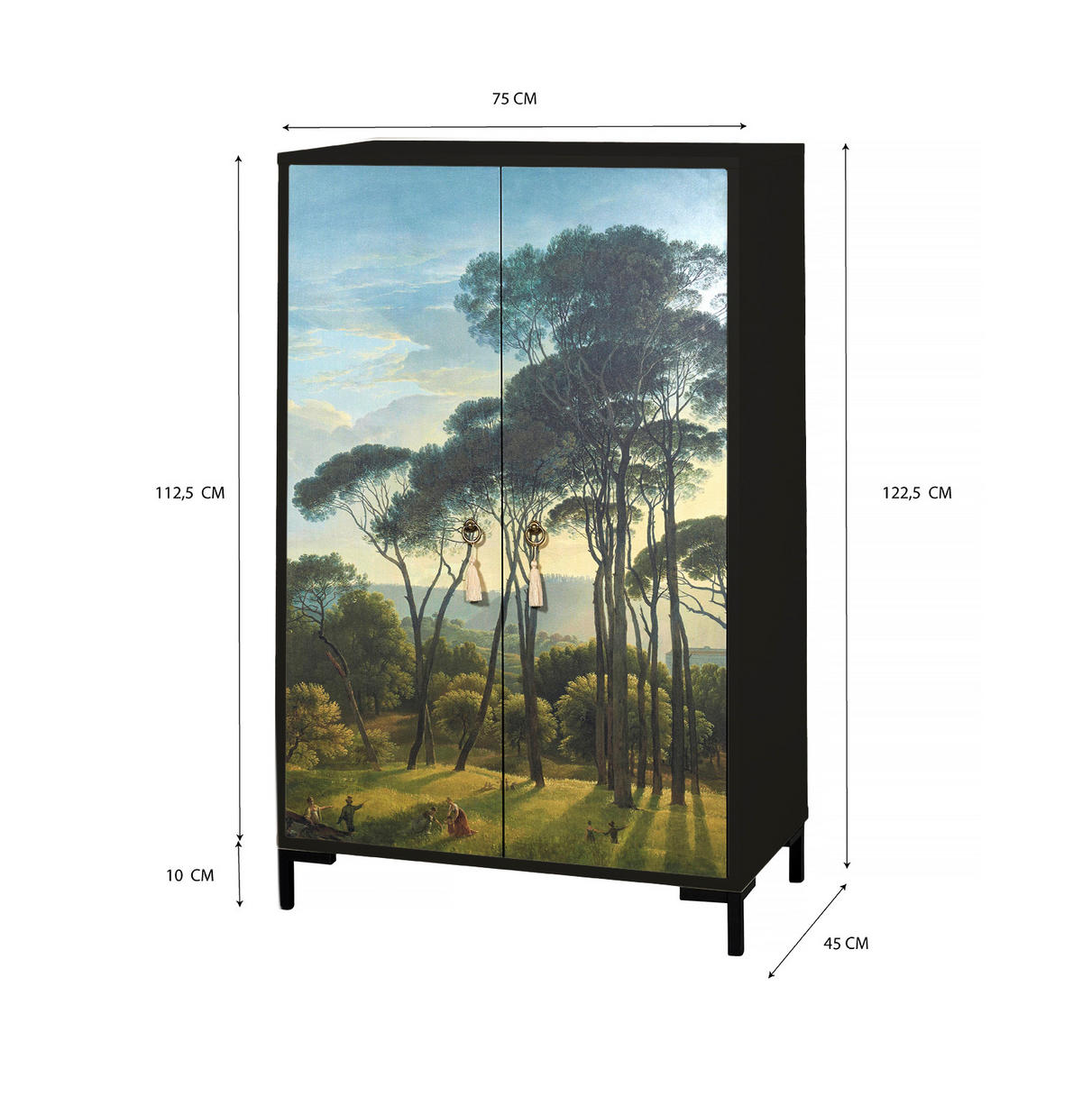 SIDEBOARD aus MDF mit 2 dekorativen Türen WALTER - Grau, Holzwerkstoff (45/123/75cm) - RNT By Really Nice Things