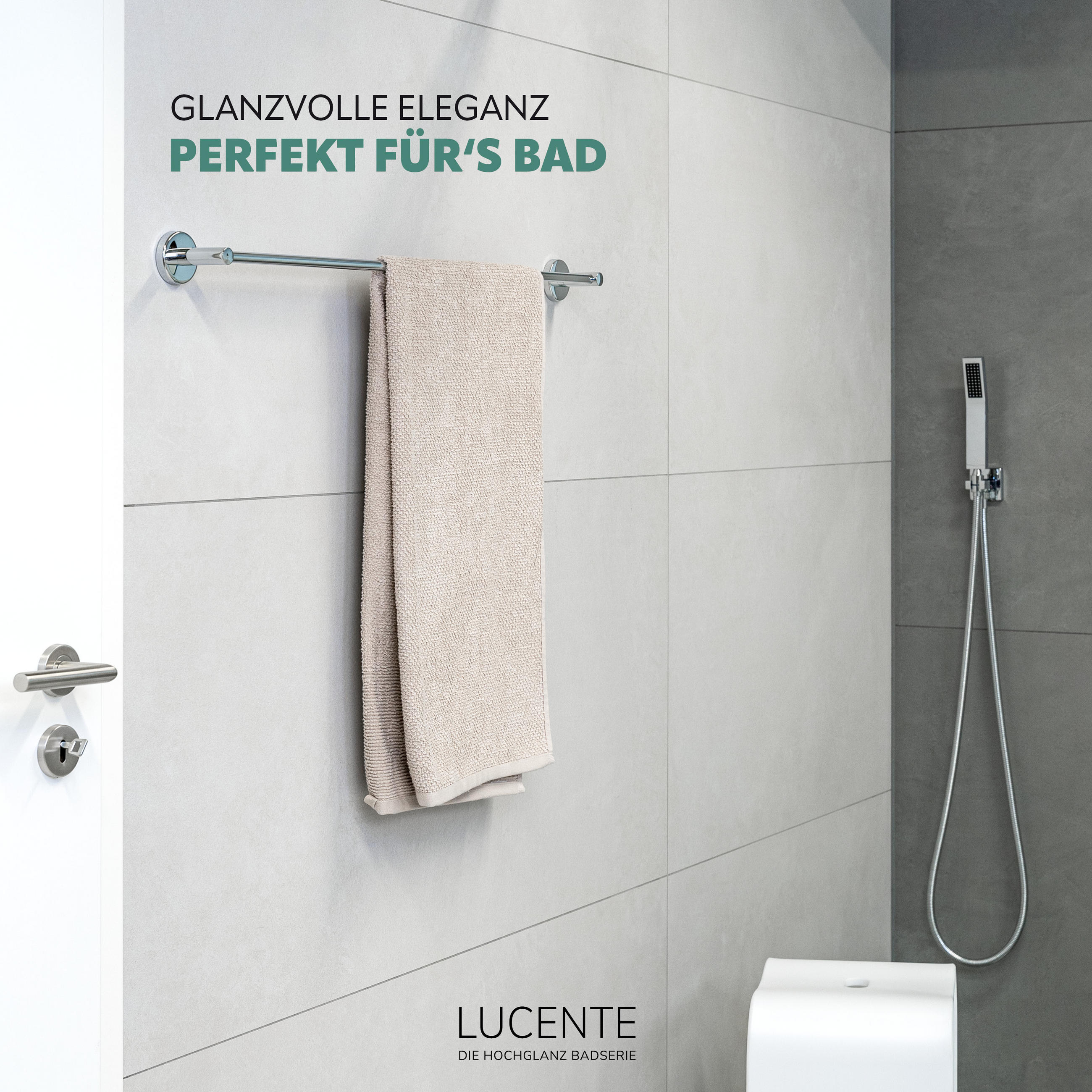 BADETUCHSTANGE LUCENTE 80 cm, Edelstahl - Chromfarben, Metall (84/6/7cm) - bremermann