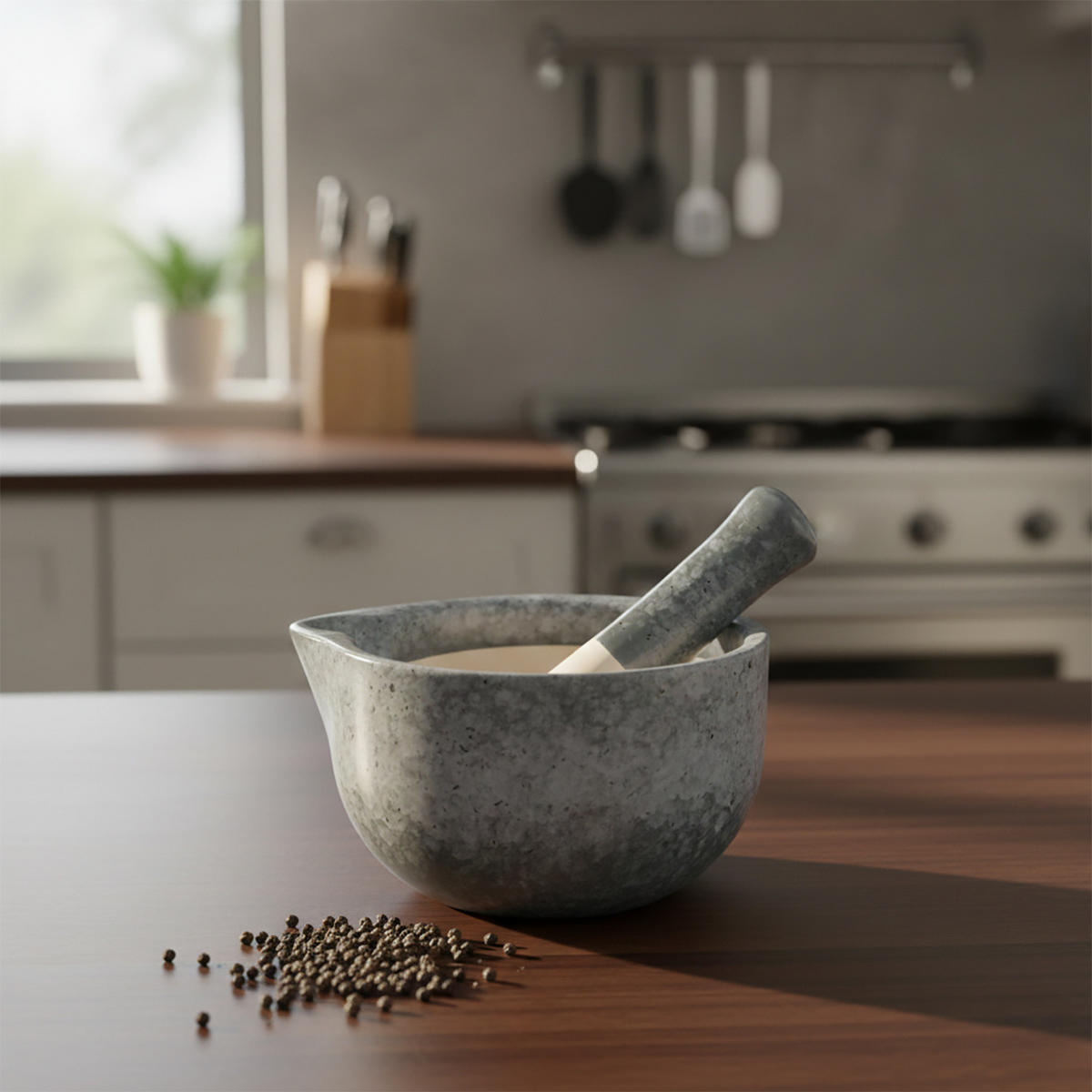 KÜCHENMÖRSER mit Stößel 11,4/11,4/10 cm - Anthrazit, Keramik (11.4/10/11.4cm) - Excellent Houseware