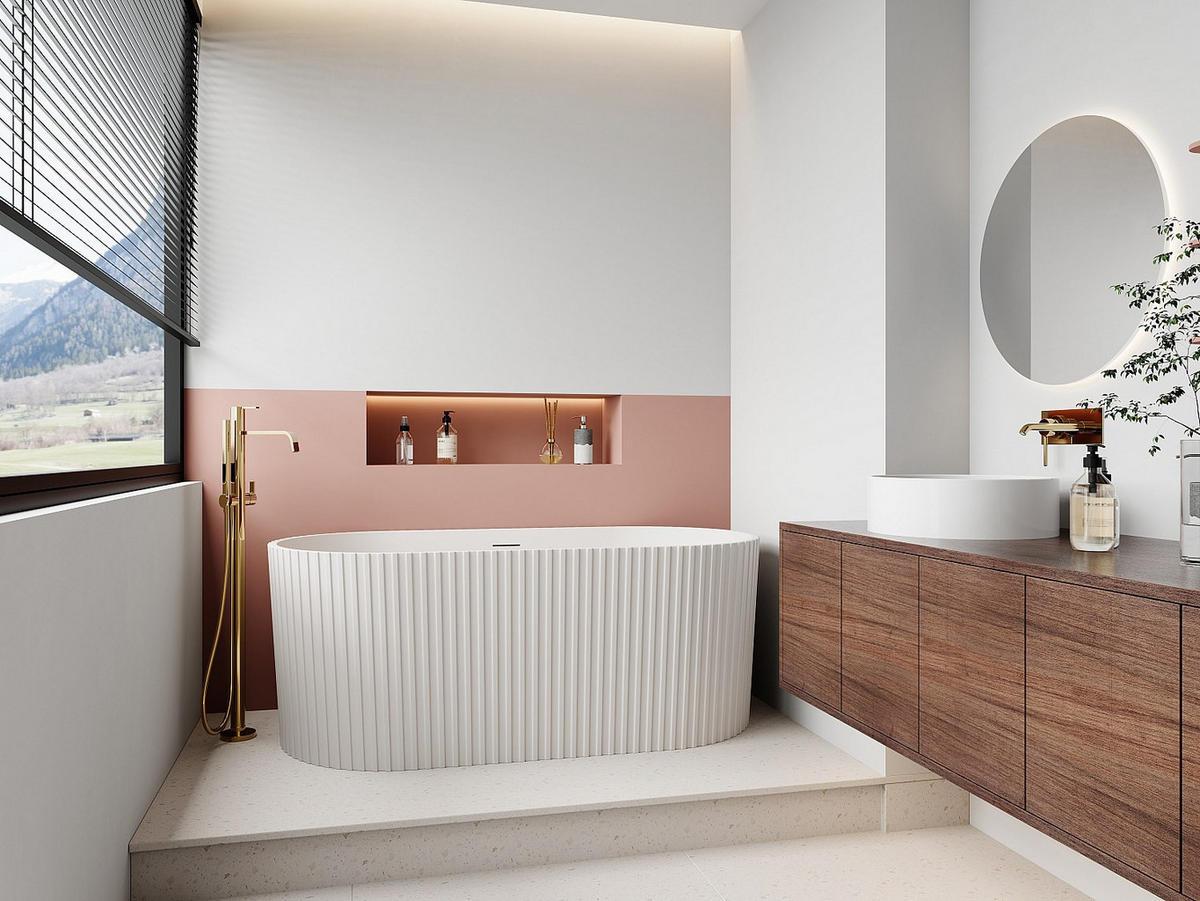 FREISTEHENDE Badewanne - 1 Person - acryl - weiß Aliena - Weiß, Kunststoff (170/58/80cm) - Vente-Unique