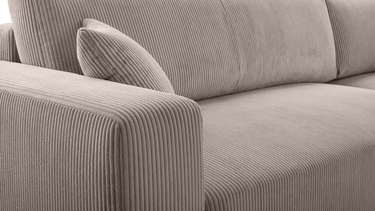 ECKSOFA L Form Catea Beige 279/145/84 cm Rechts mit Schlaffunktion - Beige/Schwarz, Kunststoff/Textil (279/145cm) - AX Living