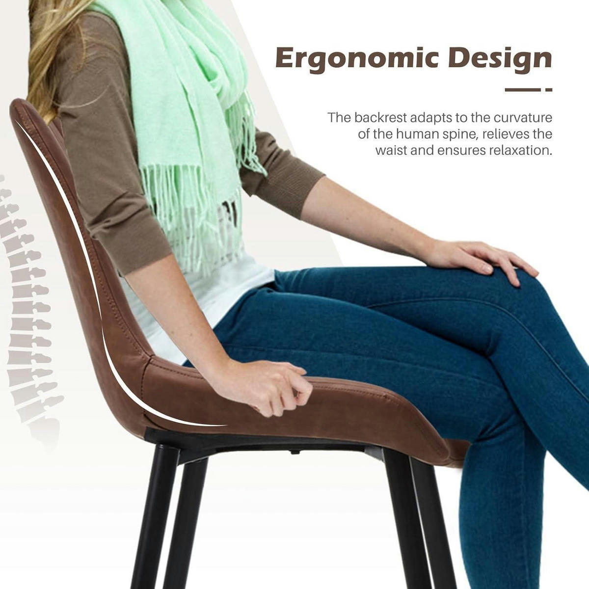 ESSZIMMERSTUHL 2er Set Kunstleder Braun, ergonomisch geformt - Braun, Kunststoff (53/89/45cm)