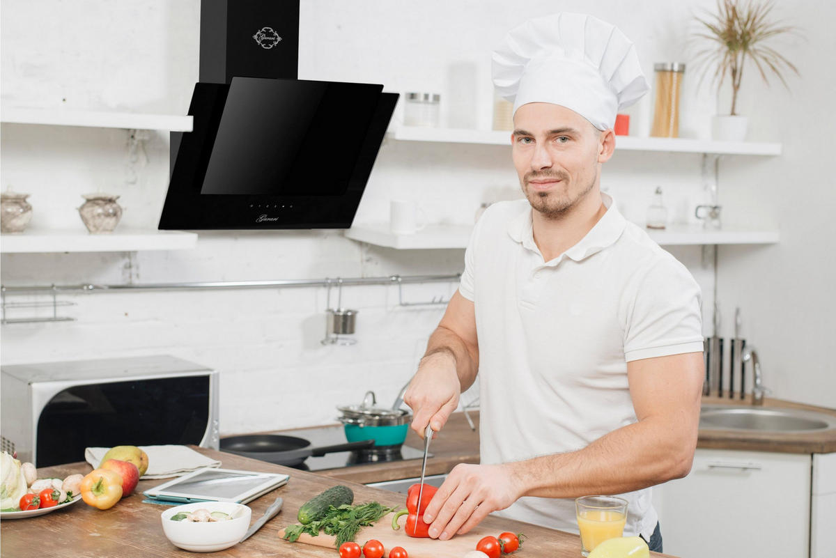 DUNSTABZUGSHAUBE CH 6065 E 60 cm Schwarz - Schwarz, Glas/Metall (60/110.5/43.3cm) - Gurari