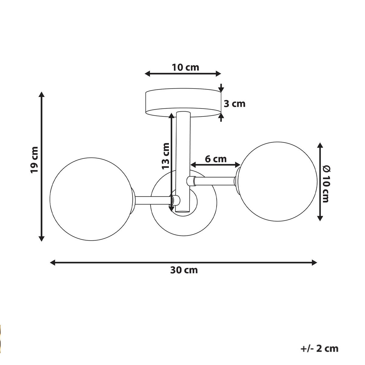 DECKENLAMPE Messing Maricao - Messingfarben, Glas (30/30/19cm) - Beliani