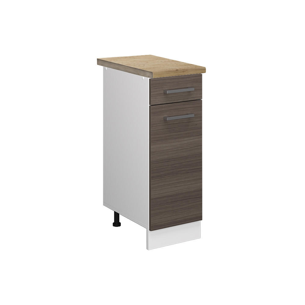 KÜCHENUNTERSCHRANK R-Line Grau 30 cm, AP Eiche - Weiß/Braun, Holzwerkstoff (30/81.6/60cm) - Vicco
