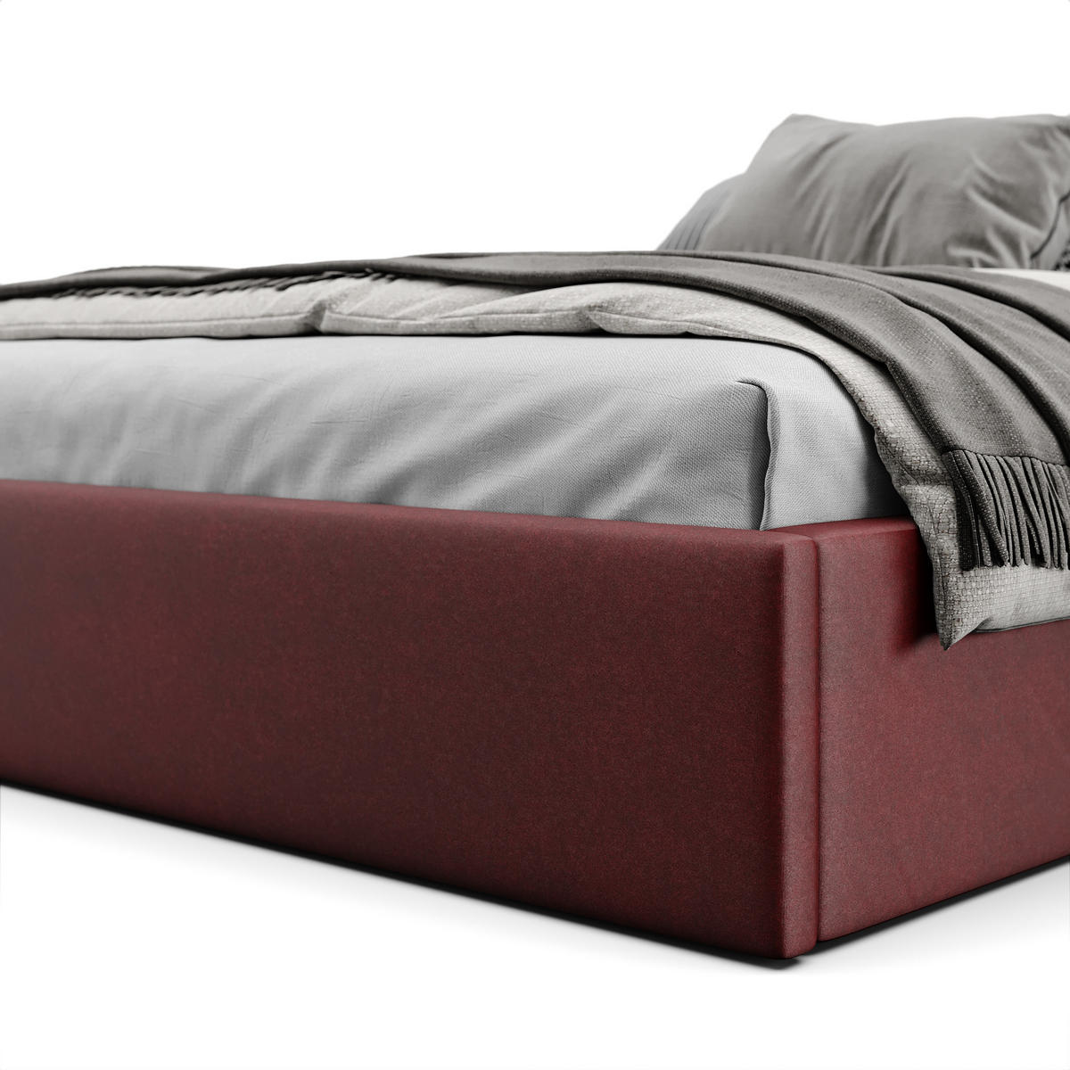 POLSTERBETT 140x200cm Bett mit Stauraum Lattenrost Weinrot - Weinrot, Holz/Holzwerkstoff (140/200cm) - Muralo