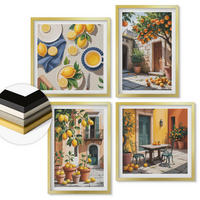 WANDBILDER 4er Set - 50x50 cm & 40x60 cm Goldrahmen - Zitrusbäume in einem sonnigen Garten - Goldfarben, Kunststoff (50/50cm) - ArtPrintCave