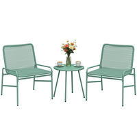 BISTROTSET 3tlg DE-13705 mit rundem Tisch Grün - Grün, Metall - ComfortXL