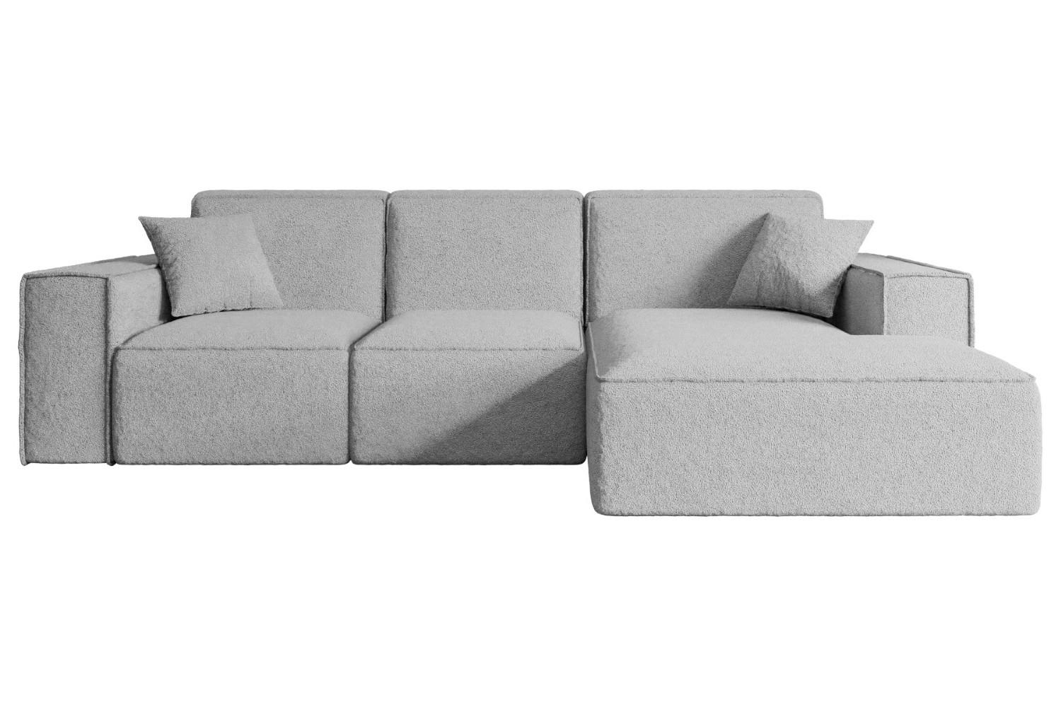ECKSOFA Ottomane Rechts SERRA-L - 266x165x73 cm Hellgrau Bouclé - Hellgrau/Schwarz, Holzwerkstoff/Kunststoff (266/165cm) - ALTDECOR