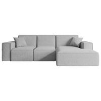 ECKSOFA Ottomane Rechts SERRA-L - 266x165x73 cm Hellgrau Bouclé - Hellgrau/Schwarz, Holzwerkstoff/Kunststoff (266/165cm) - ALTDECOR