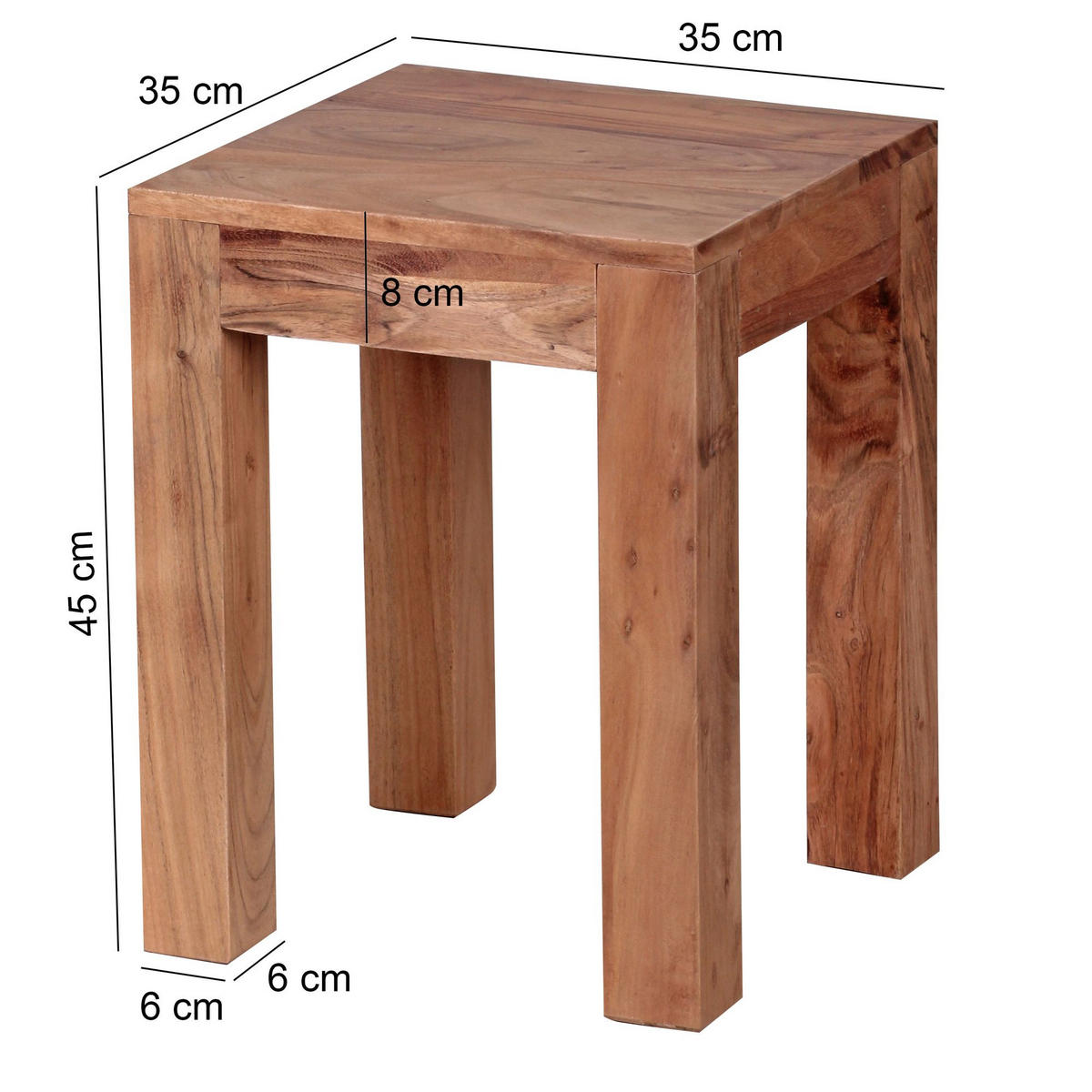 BEISTELLTISCH HATTO Akazie Sofatisch - Akaziefarben, Holz (35/35/45cm) - tinkaro