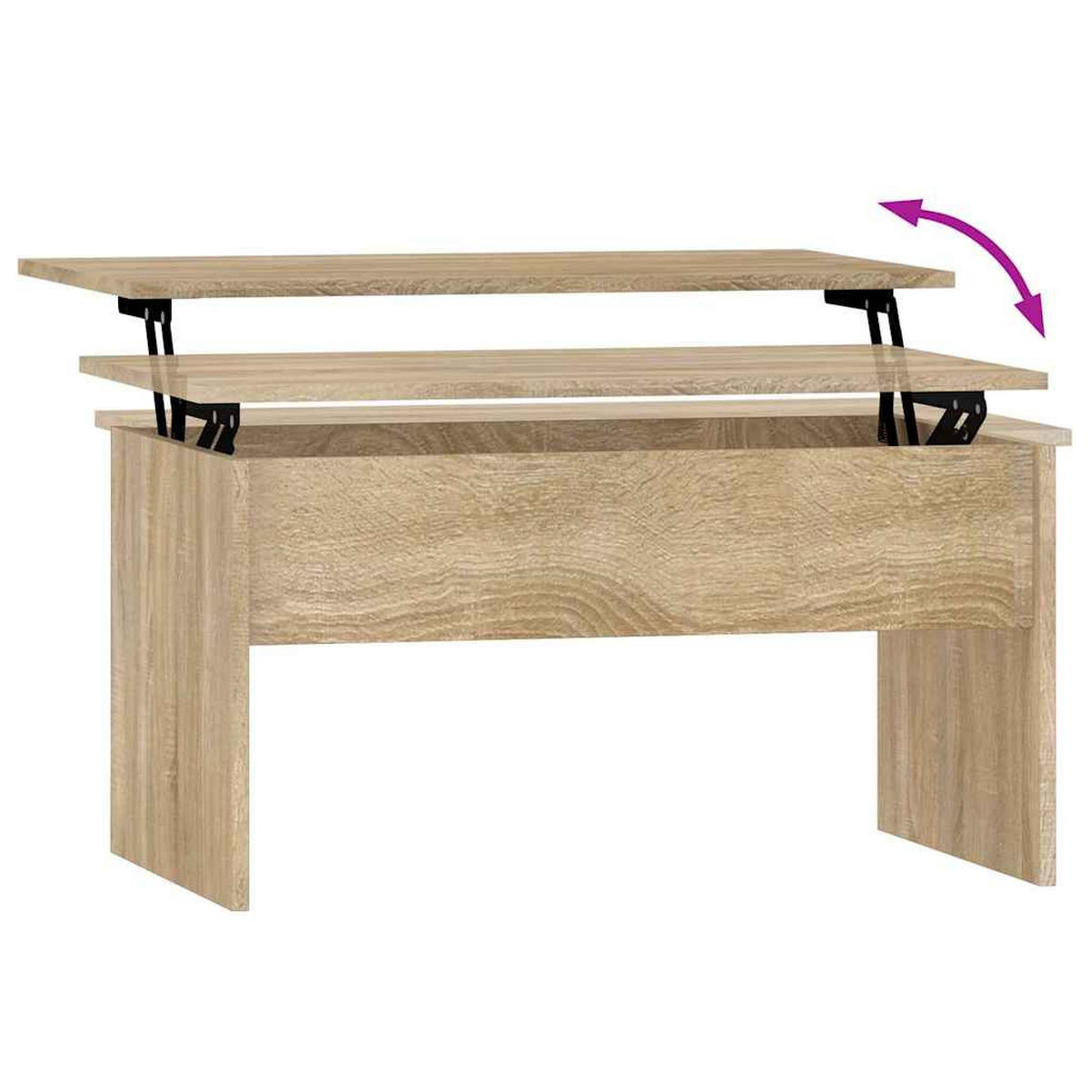COUCHTISCH 80/50,5/41,5 cm aus Holzwerkstoff Sonoma-Eiche mit Höhenverstellbarer Tischplatte - Sonoma Eiche, Holz (50.5/80/41.5cm) - vidaXL